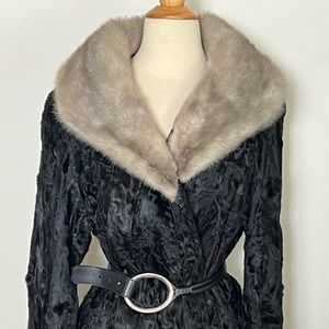 Vintage 1960s Natural Fur Swing Coat with Bell Cuffs.